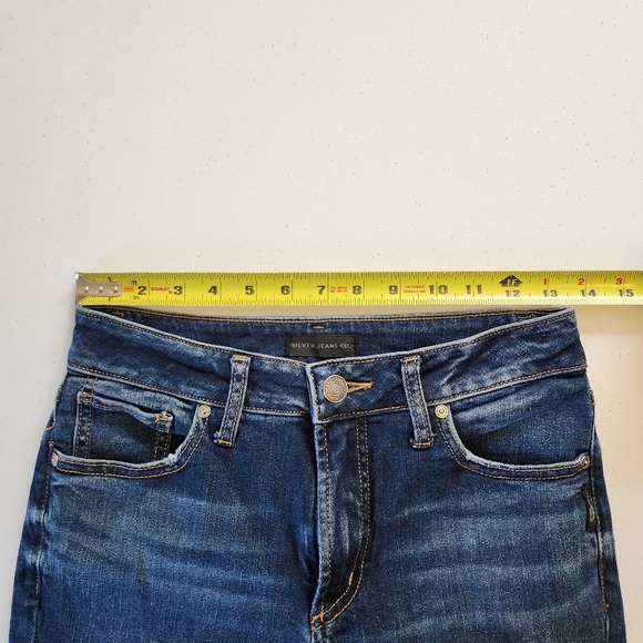 Silver Jeans Avery Straight Leg Dark Wash High Waisted Rise Stretchy Size 27 - Picture 8 of 12